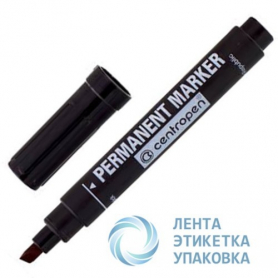 Маркер перманентный Centropen черный 1-4,6мм клин/жало