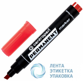 Маркер перманентный Centropen красный 1-4,6мм клин/жало