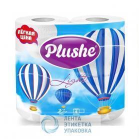 Бумага туалетная «PLUSHE Light» белая  2-слойная (4шт/уп) /12/