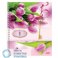 Тетрадь 96л, клетка, гребень «Flowers» Hatber