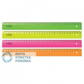Линейка пластиковая 30см СТАММ Neon Cristal