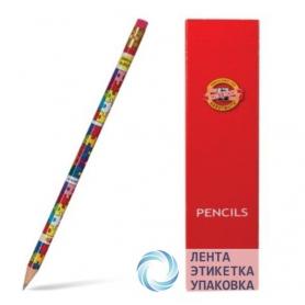 Карандаш чернографитный Koh-I-Noor НВ с ластиком (12шт)